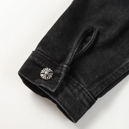 Chrome Hearts cross leather denim jacket