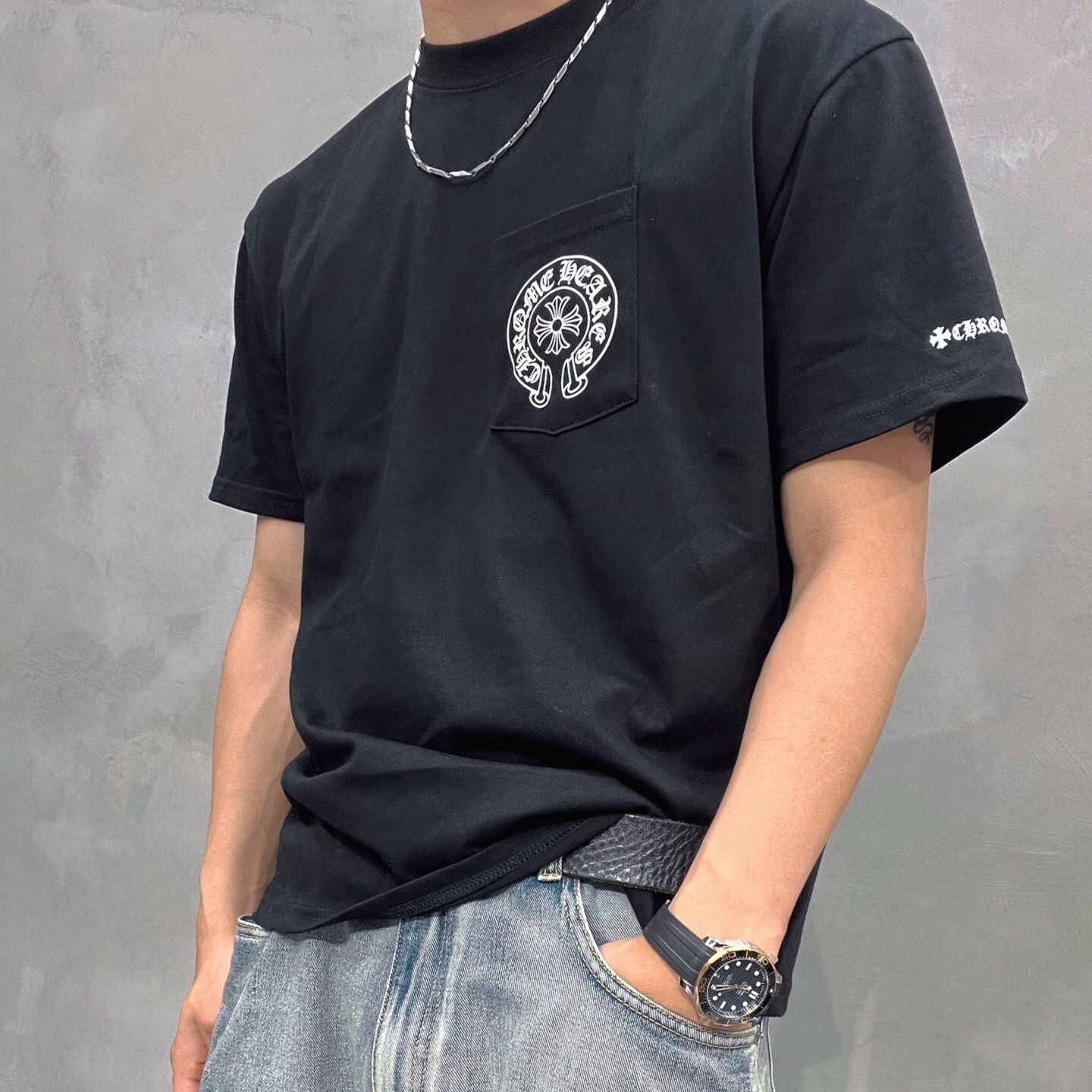 Chrome Hearts Horse Shoe Logo Pocket T-Shirt "Black"