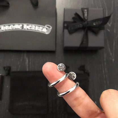CHROME HEARTS クロムハーツフラットクロスフラワーネイルワードリング