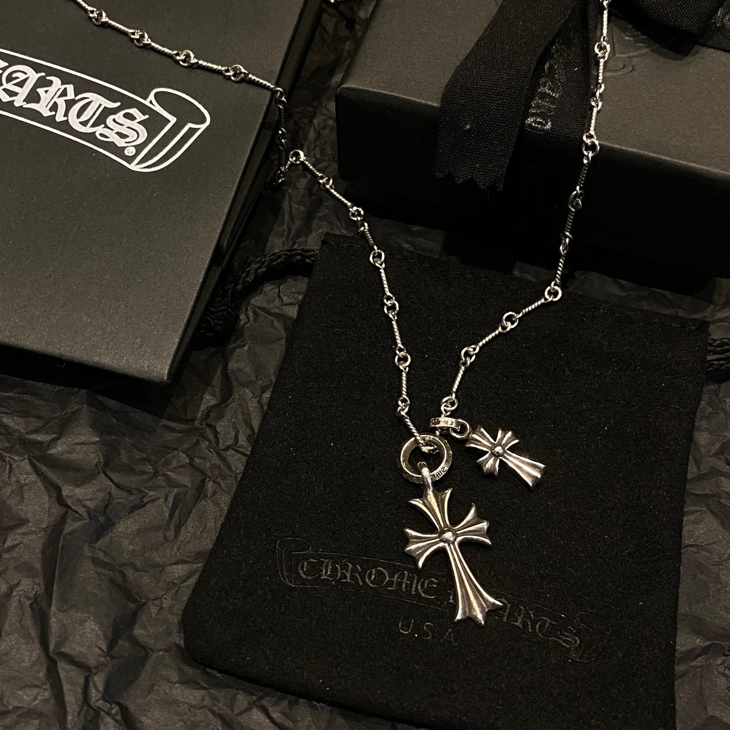 CHROME HEARTS クロムハーツ レターリングクロスネックレス