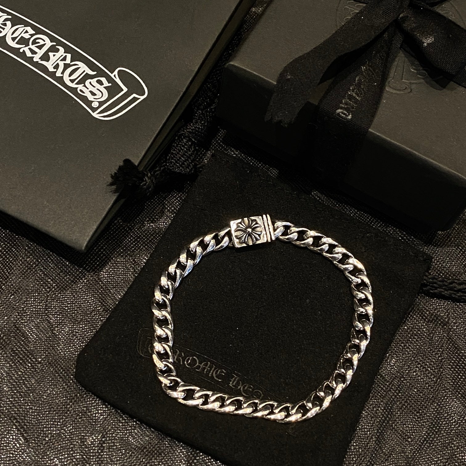 CHROME HEARTS クロムハーツ スモールクロスフラワーバックルブレスレット