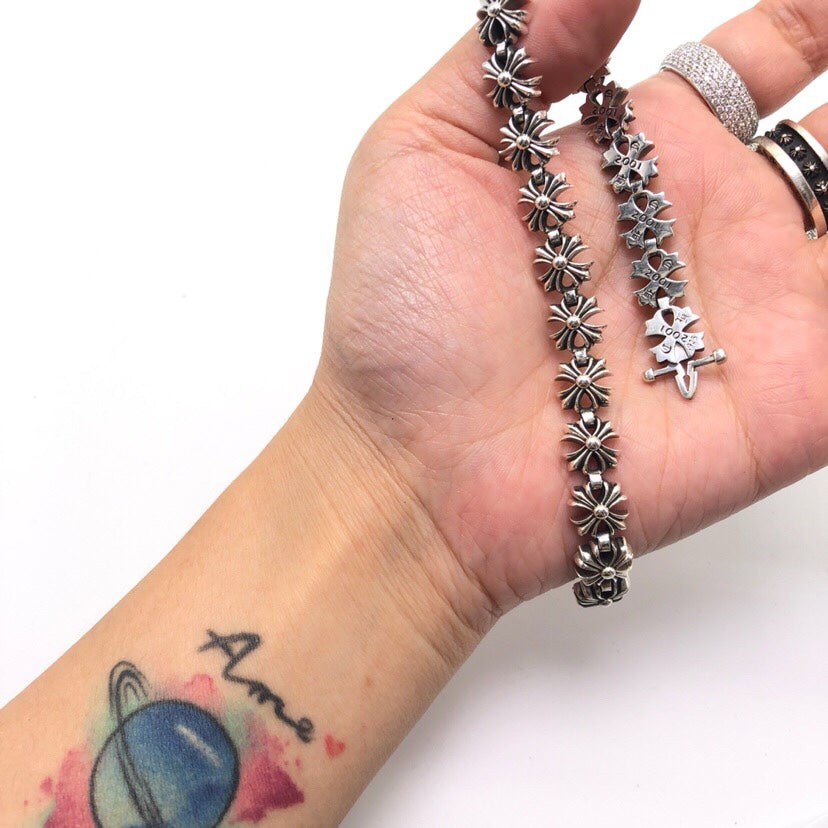 CHROME HEARTS クロムハーツ サイドクロスフラワーブレスレット