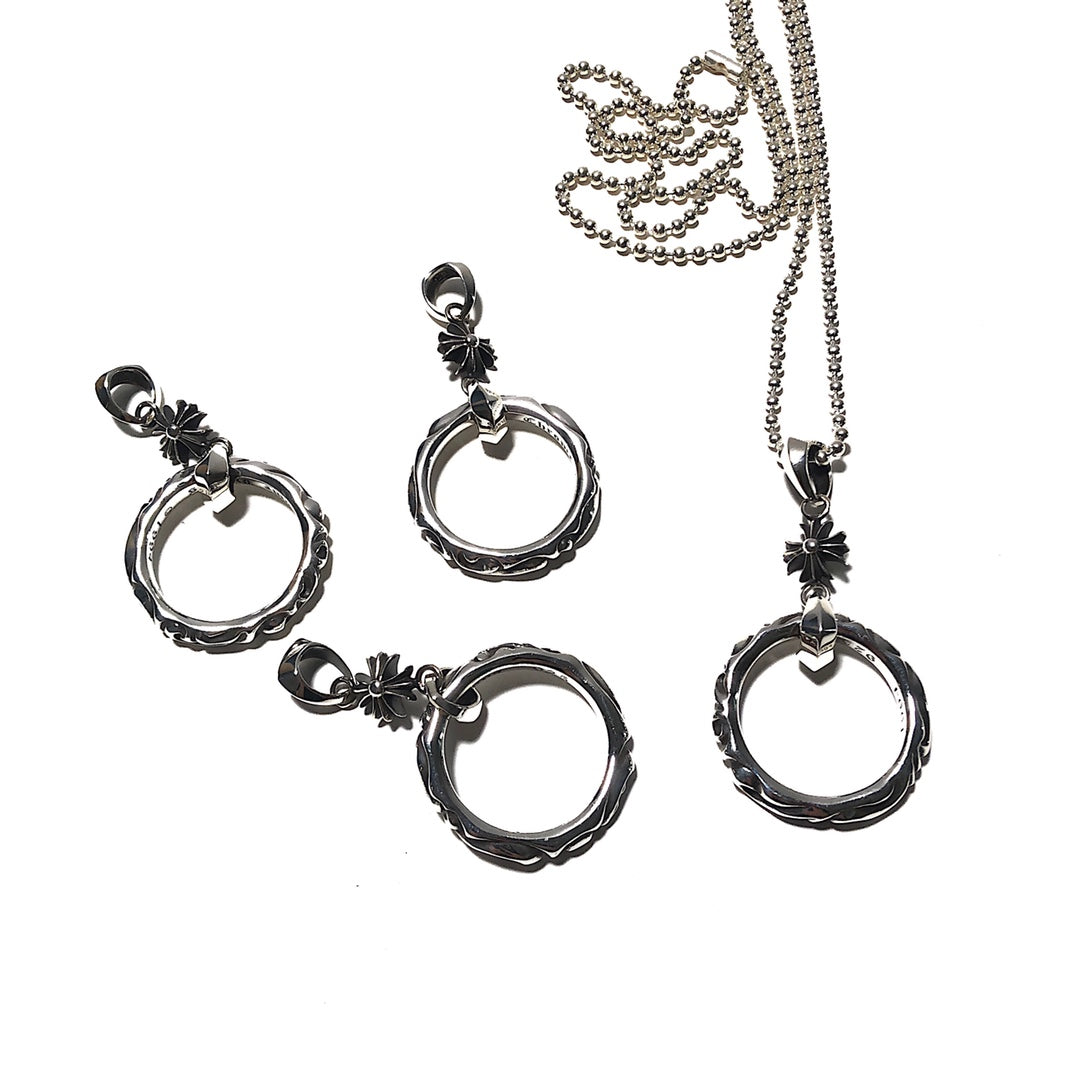 CHROME HEARTS Cross Flower Vine Ring Necklace