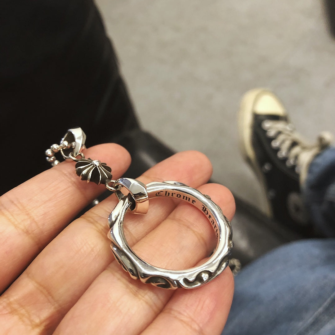 CHROME HEARTS Cross Flower Vine Ring Necklace
