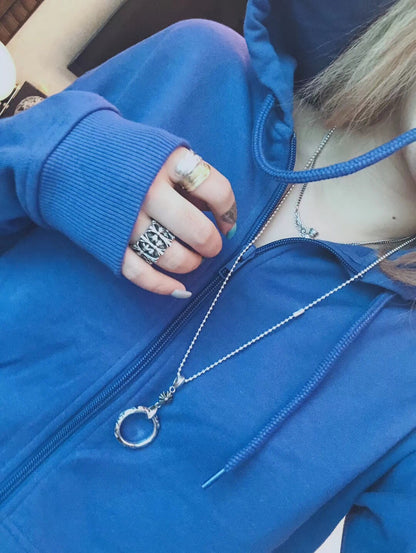 CHROME HEARTS Cross Flower Vine Ring Necklace