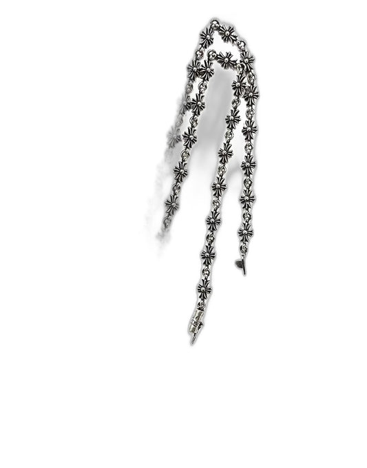 CHROME HEARTS 3-section stone set cross flower necklace