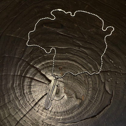 CHROME HEARTS Feather Necklace - Ball Chain/Pearl Chain