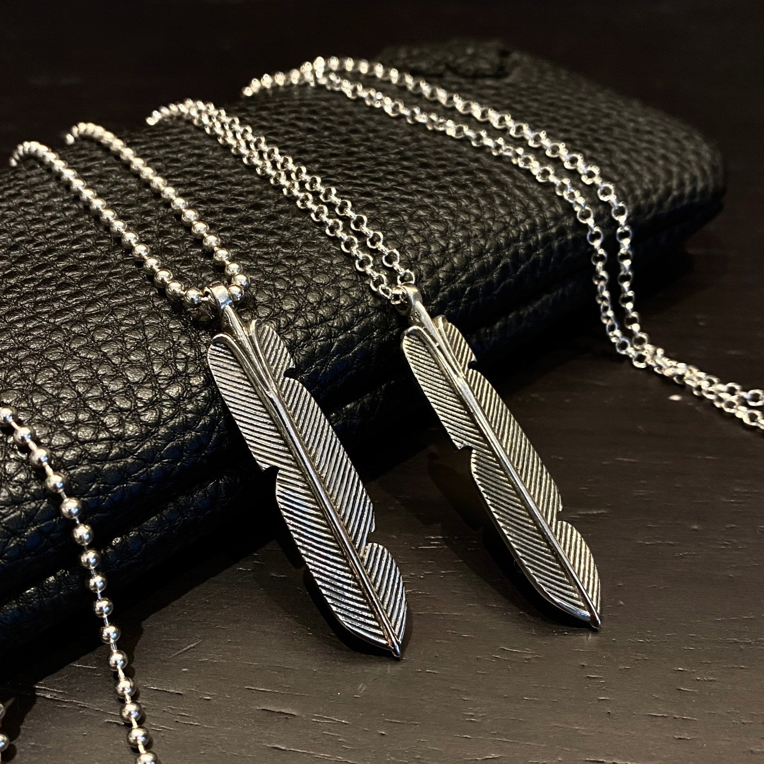 CHROME HEARTS Feather Necklace - Ball Chain/Pearl Chain