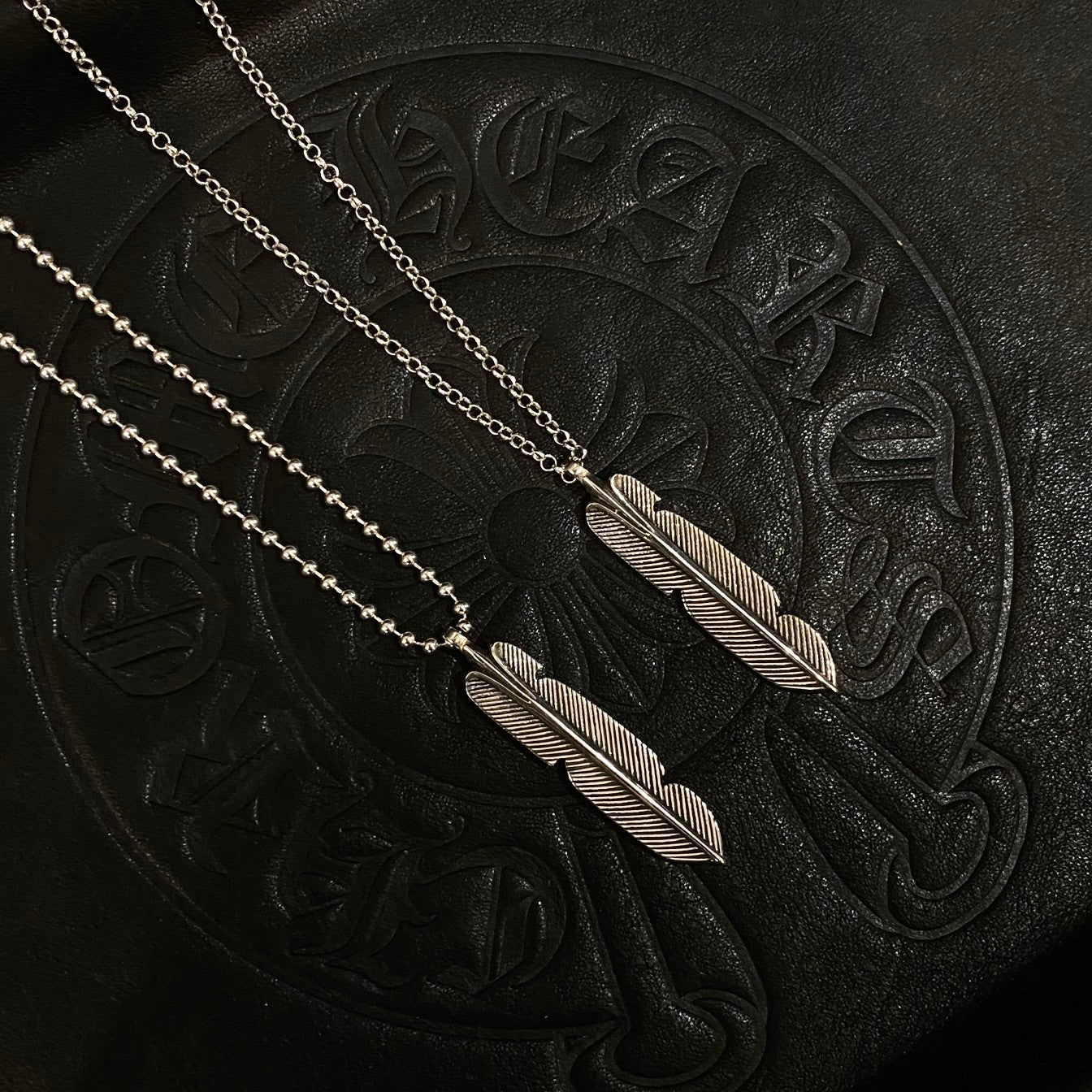 CHROME HEARTS Feather Necklace - Ball Chain/Pearl Chain