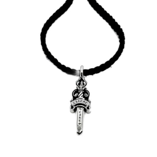 CHROME HEARTS Sword Leather Cord Braided Necklace