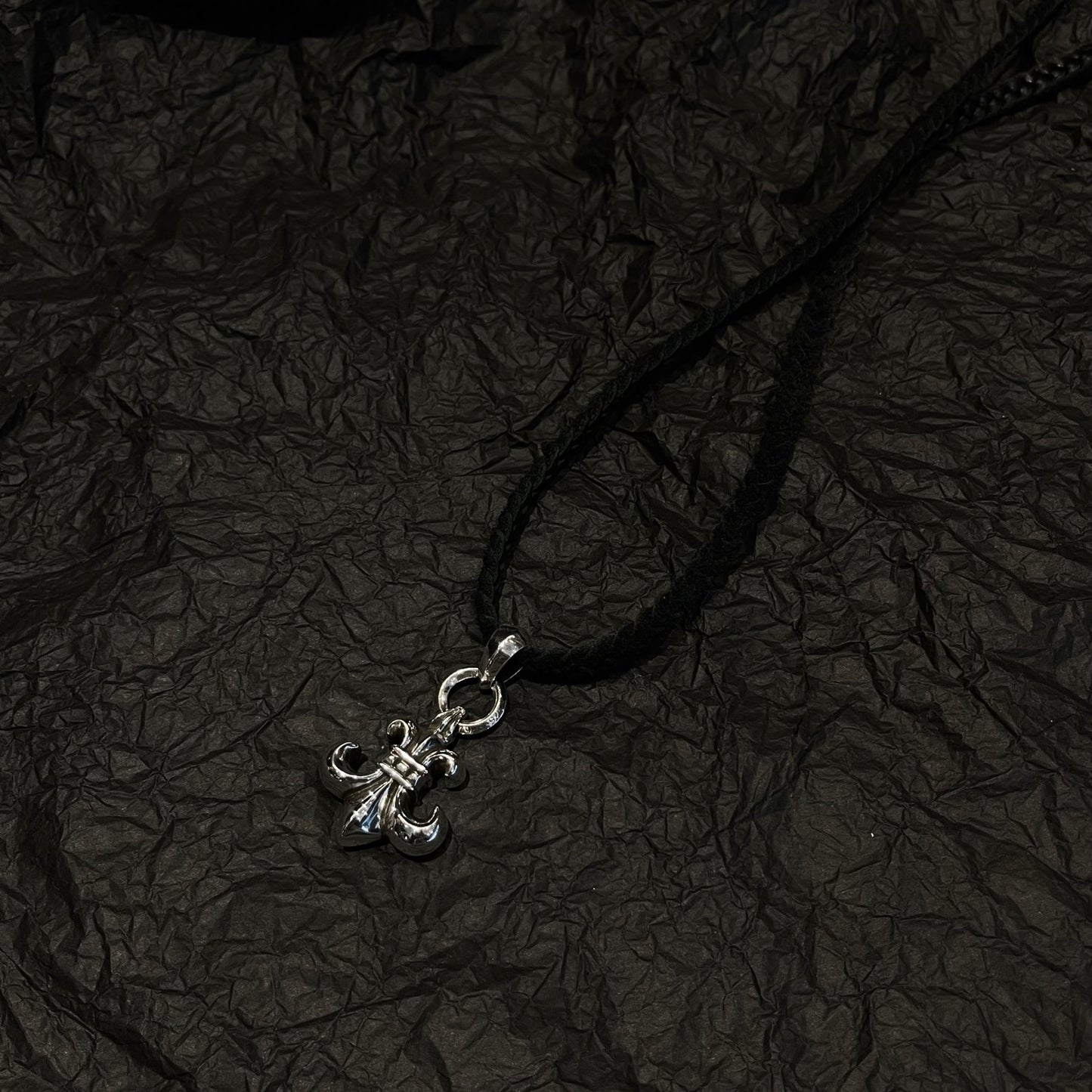 CHROME HEARTS Scout Flower Leather Cord Braided Necklace
