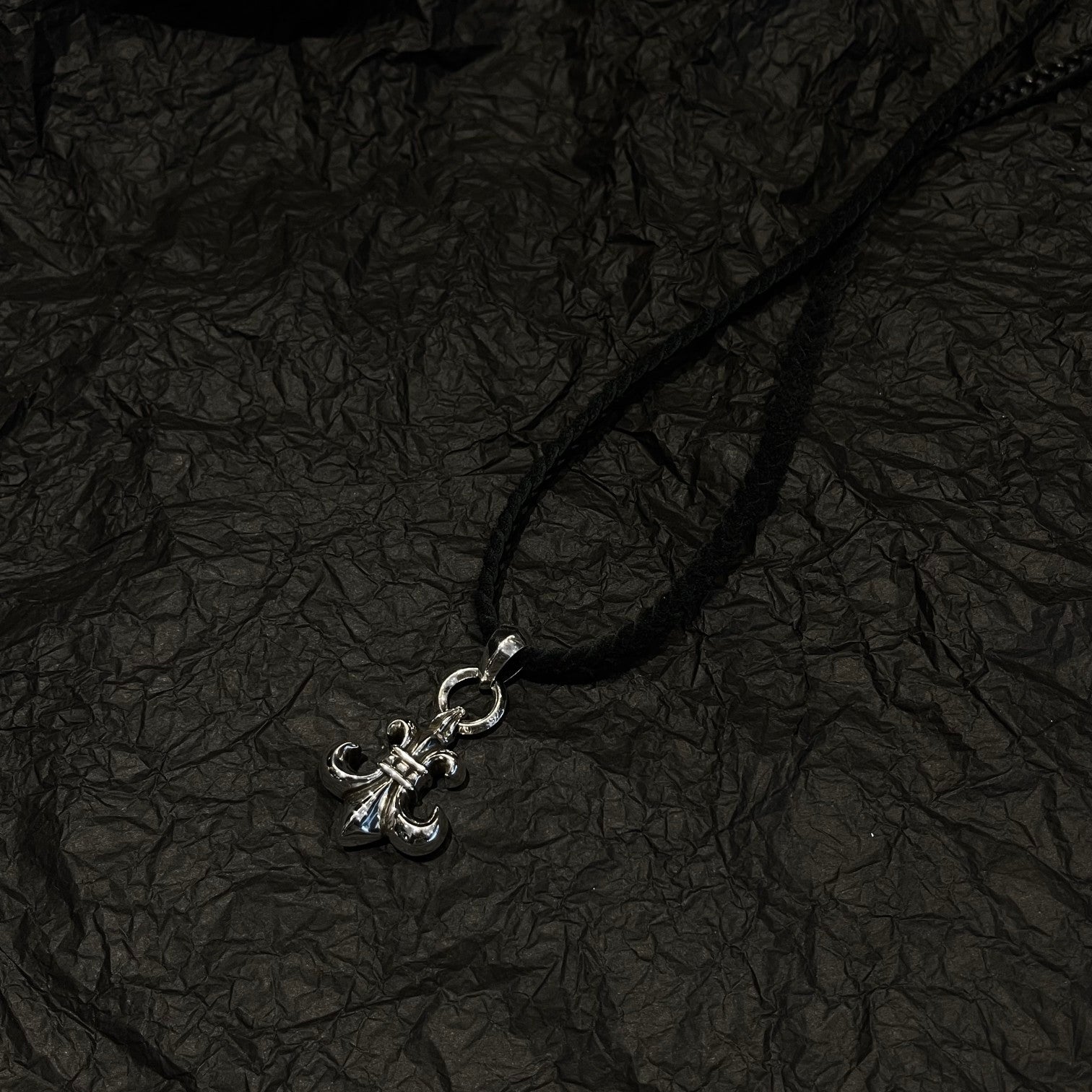 CHROME HEARTS Scout Flower Leather Cord Braided Necklace
