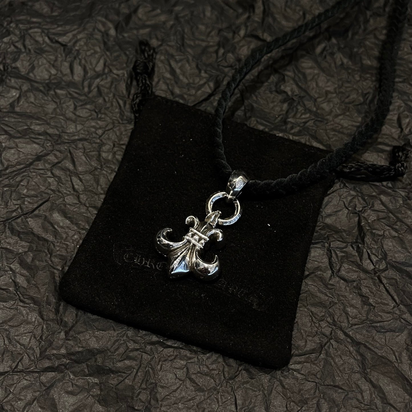 CHROME HEARTS Scout Flower Leather Cord Braided Necklace