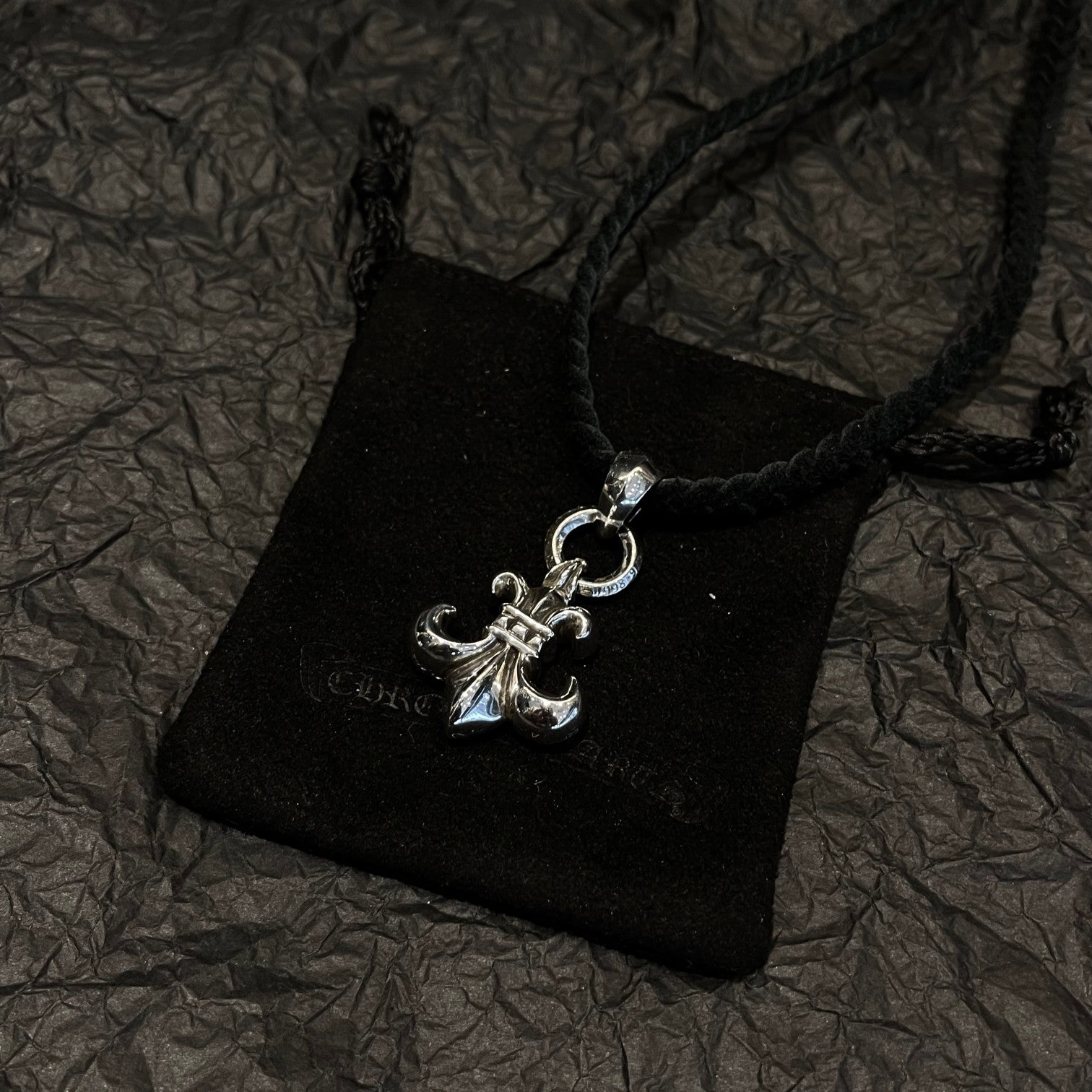 CHROME HEARTS Scout Flower Leather Cord Braided Necklace