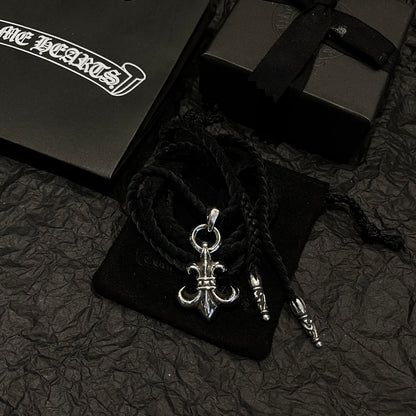 CHROME HEARTS Scout Flower Leather Cord Braided Necklace