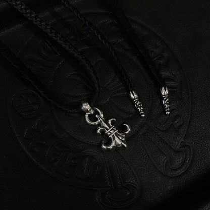 CHROME HEARTS Scout Flower Leather Cord Braided Necklace