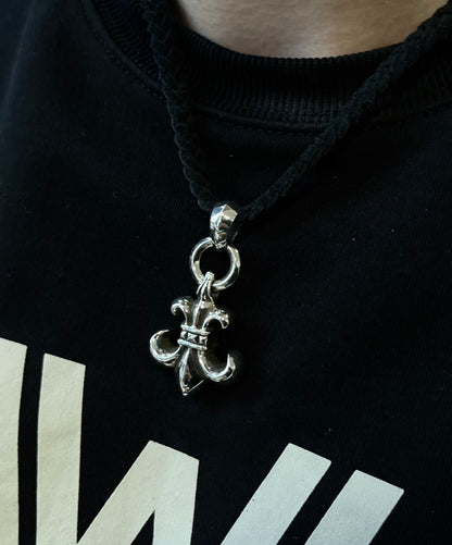 CHROME HEARTS Scout Flower Leather Cord Braided Necklace