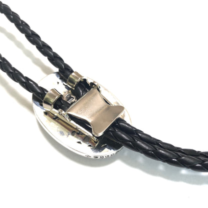 CHROME HEARTS Sterling Silver Cross Arabesque Leather Necklace
