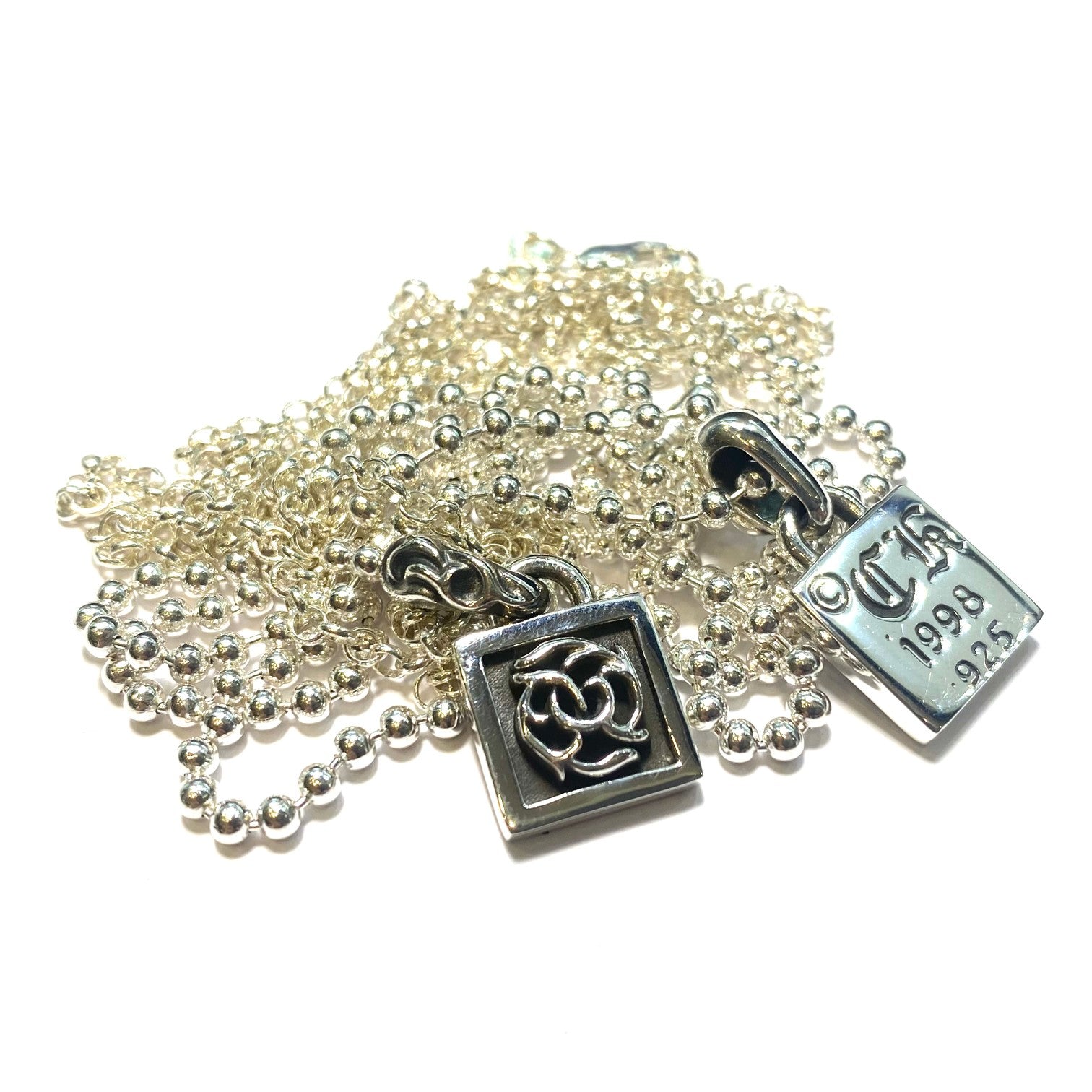 CHROME HEARTS Small Square Vine Necklace - Ball Chain/Pearl Chain