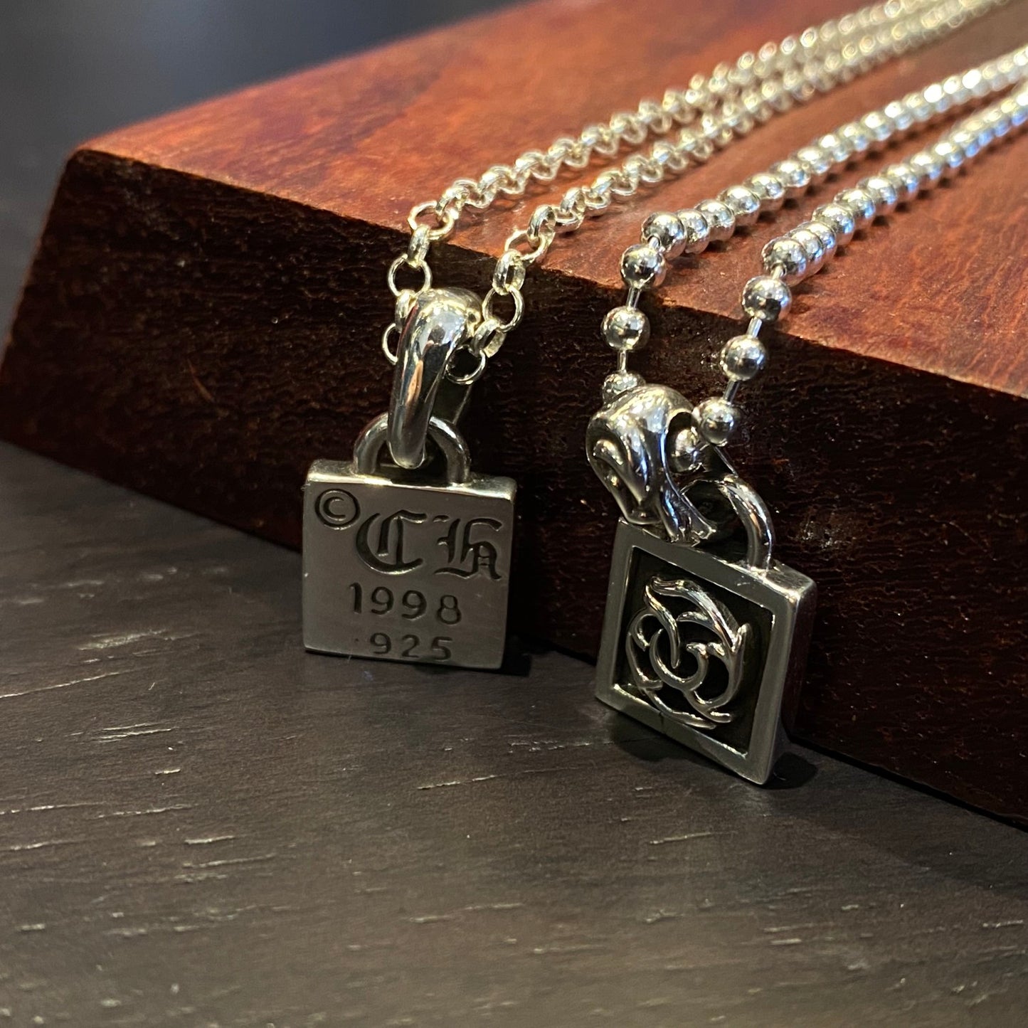 CHROME HEARTS Small Square Vine Necklace - Ball Chain/Pearl Chain
