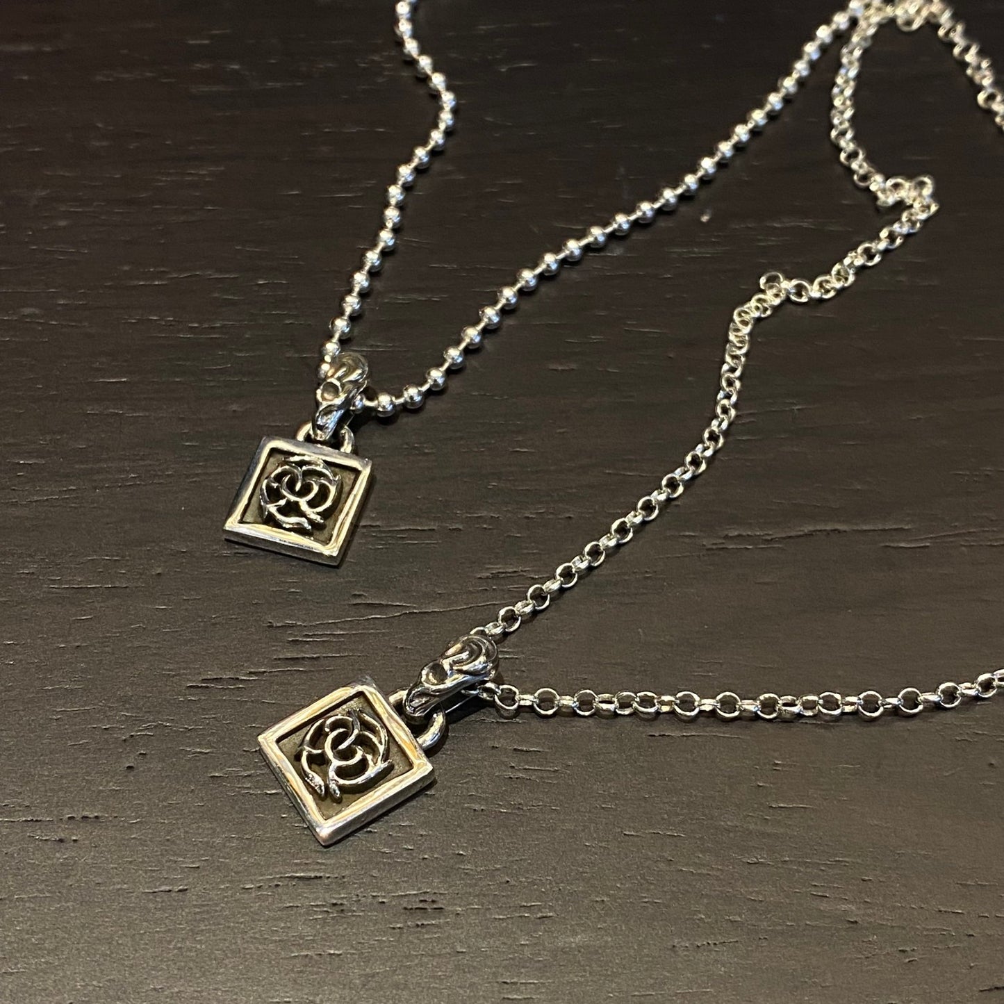 CHROME HEARTS Small Square Vine Necklace - Ball Chain/Pearl Chain