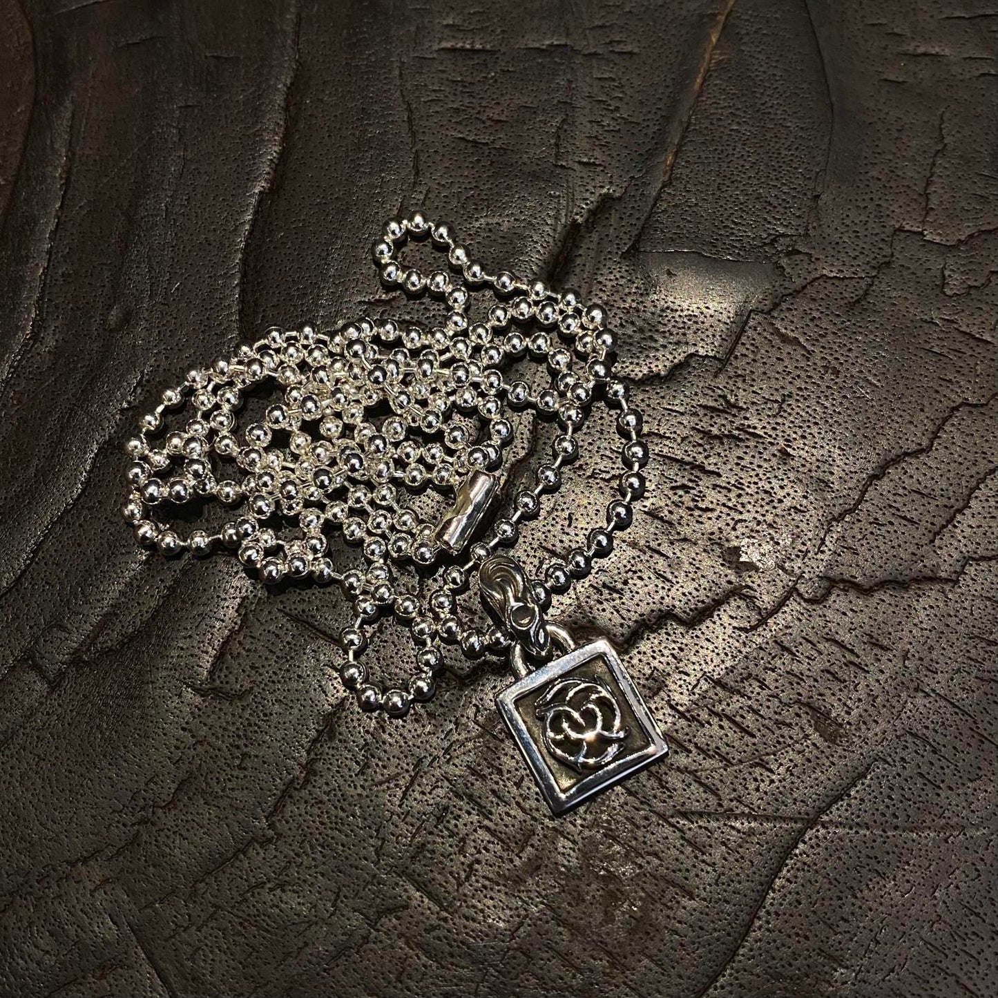 CHROME HEARTS Small Square Vine Necklace - Ball Chain/Pearl Chain