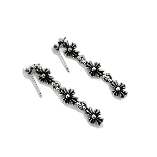 CHROME HEARTS 3-section cross flower earrings