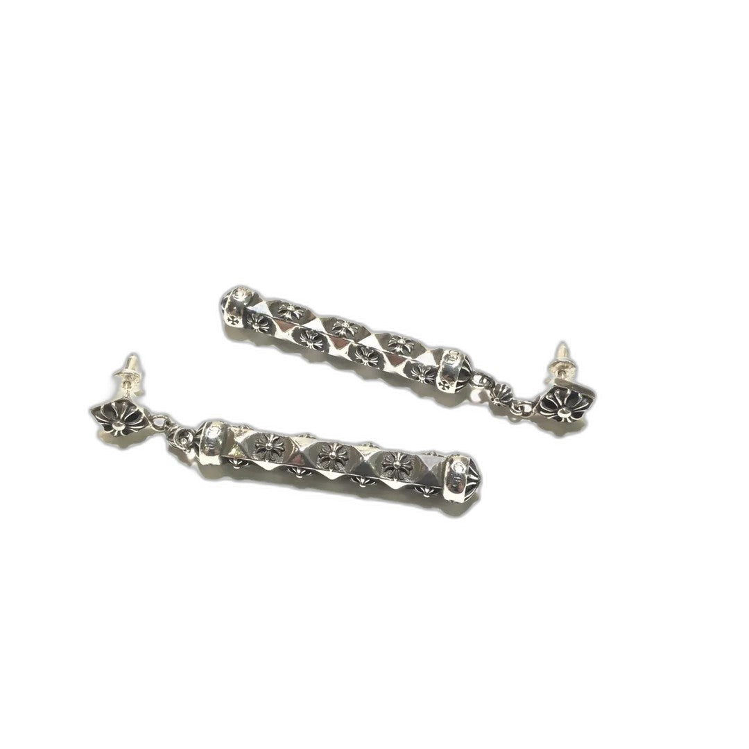 CHROME HEARTS Faceted Cross Cylindrical Earrings