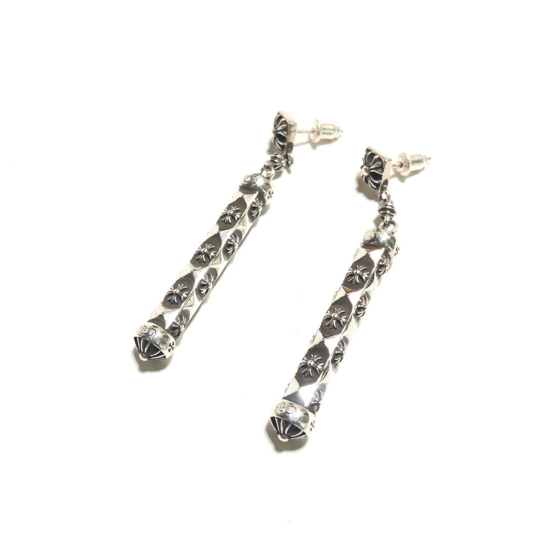 CHROME HEARTS Faceted Cross Cylindrical Earrings