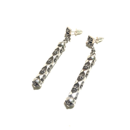 CHROME HEARTS Faceted Cross Cylindrical Earrings