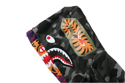 A Bathing Ape Color Camo Tiger Shark Full Zip Double Hoodie