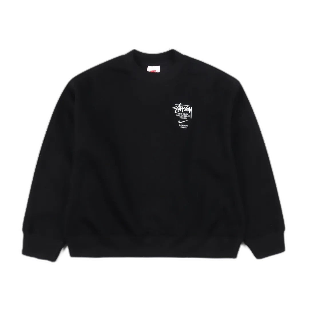 Stussy x Nike Logo Sports Fleece Sweatshirt "Black"