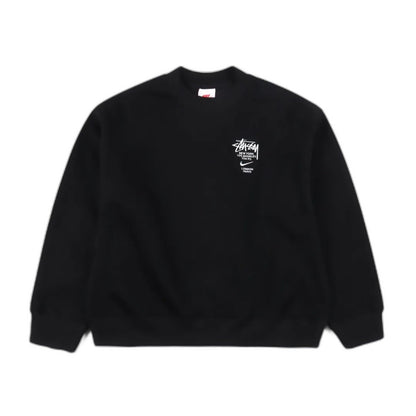 Stussy x Nike Logo Sports Fleece Sweatshirt "Black"