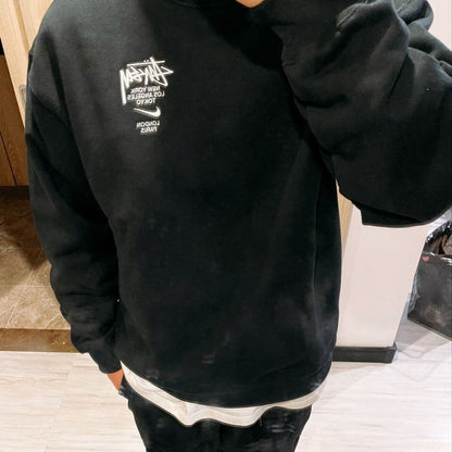 Stussy x Nike Logo Sports Fleece Sweatshirt "Black"
