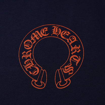 Chrome Hearts Navy&Red Horseshoe Floral Sleeve Pullover Hoodie
