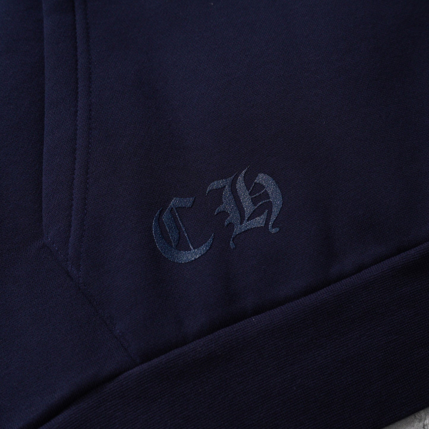 Chrome Hearts Navy&Red Horseshoe Floral Sleeve Pullover Hoodie