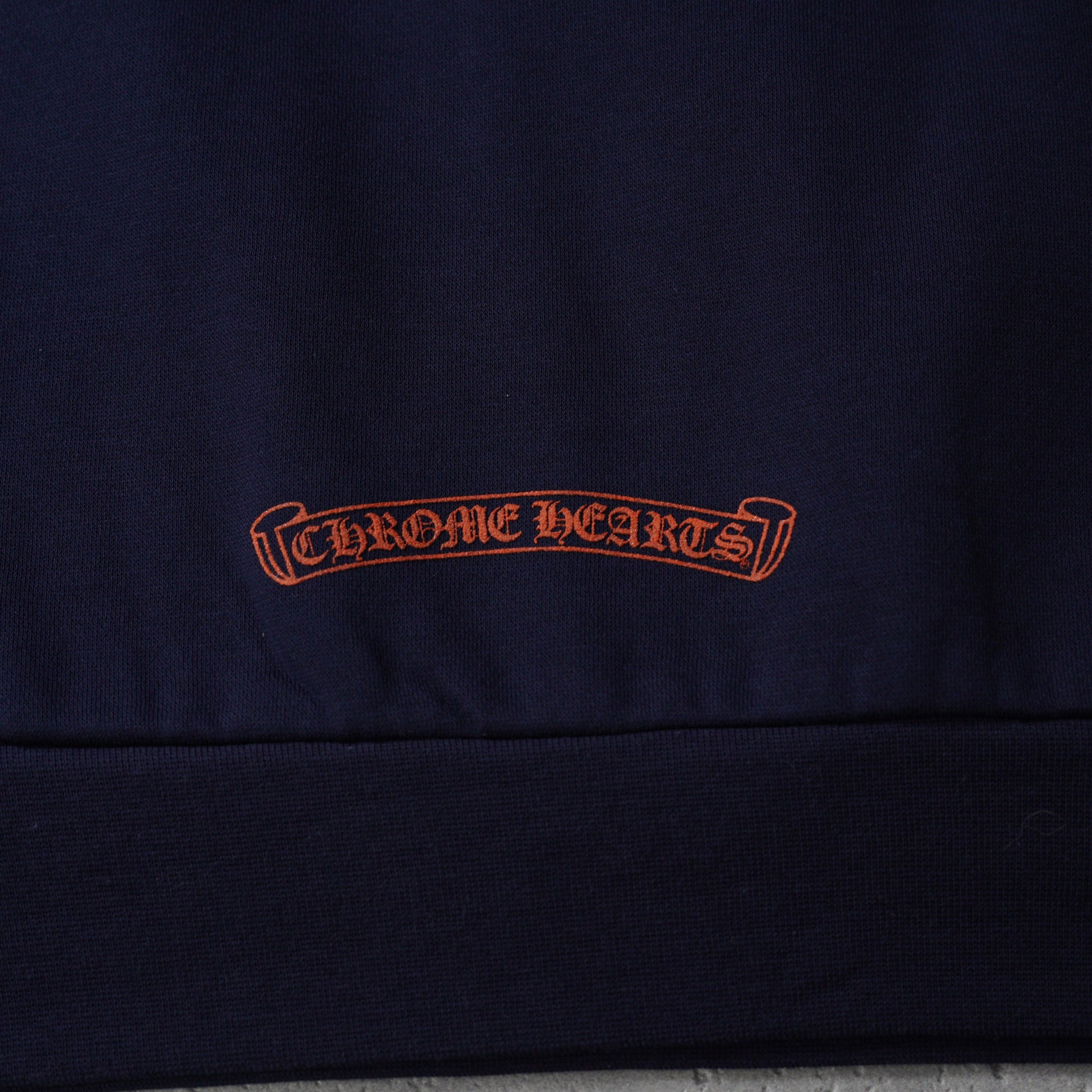 Chrome Hearts Navy&Red Horseshoe Floral Sleeve Pullover Hoodie