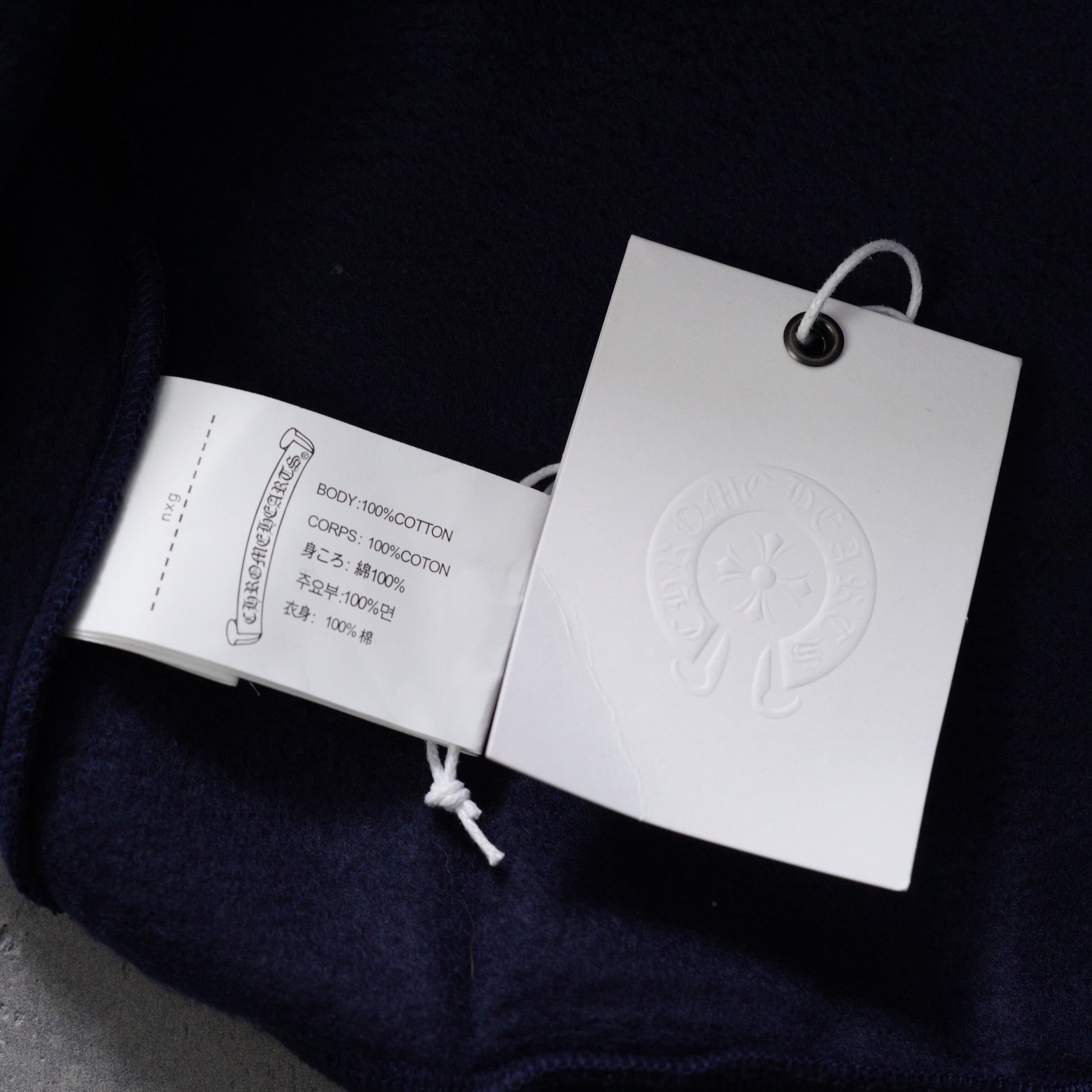 Chrome Hearts Navy&Red Horseshoe Floral Sleeve Pullover Hoodie