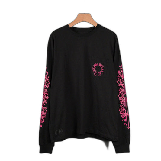 Chrome Hearts Horseshoe-Print Long-Sleeve Top Black
