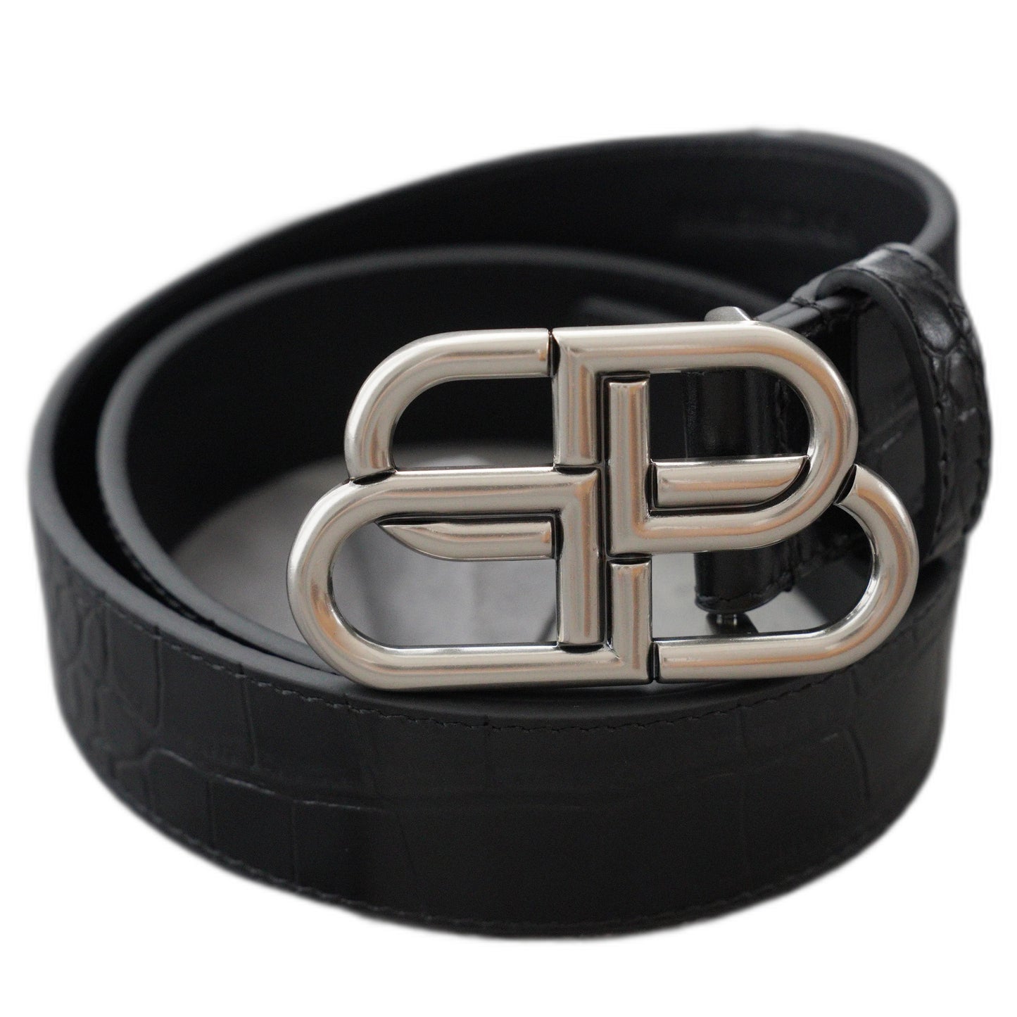 Balenciaga Men's Bb Large Belt in Black-3.5cm