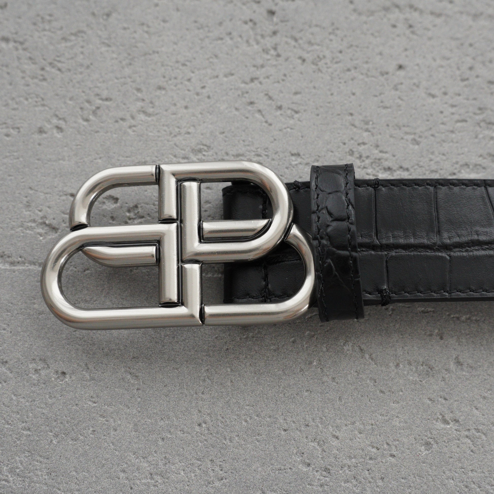 Balenciaga Men's Bb Large Belt in Black-3.5cm