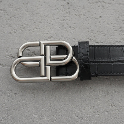 Balenciaga Men's Bb Large Belt in Black-3.5cm