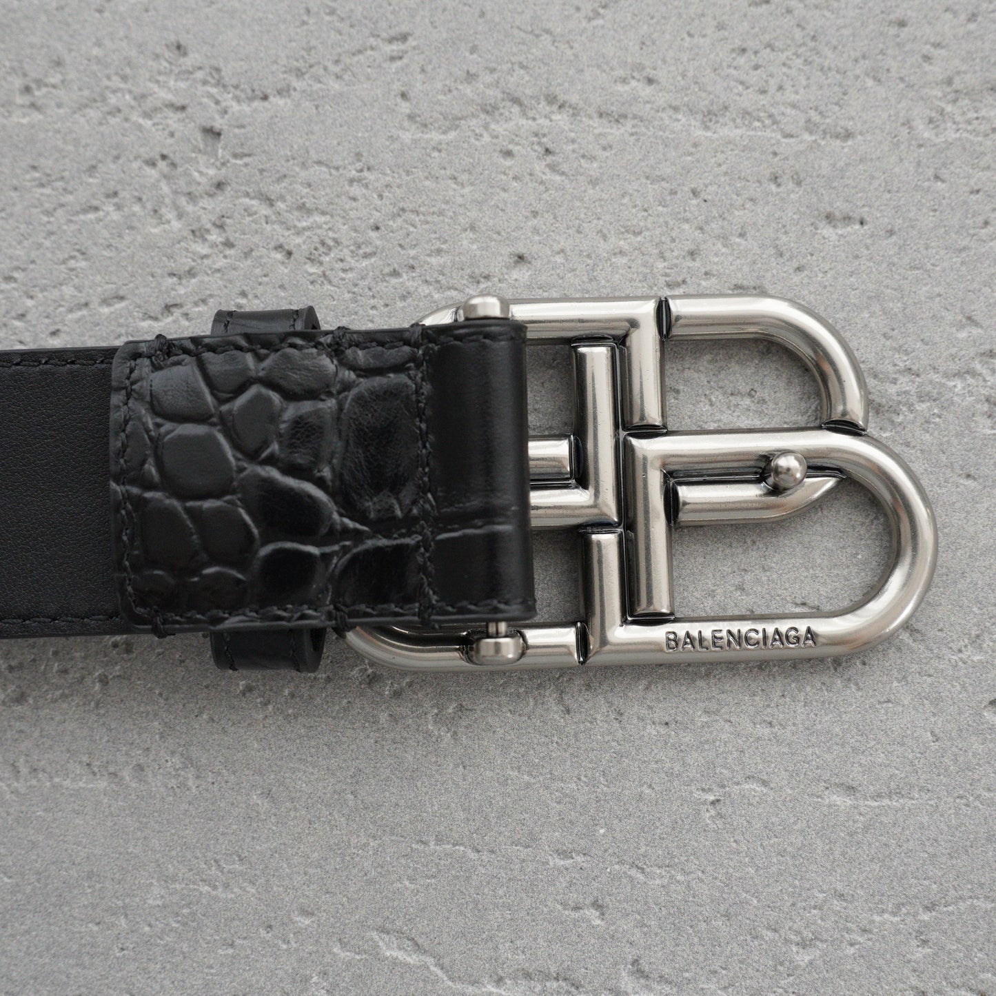 Balenciaga Men's Bb Large Belt in Black-3.5cm
