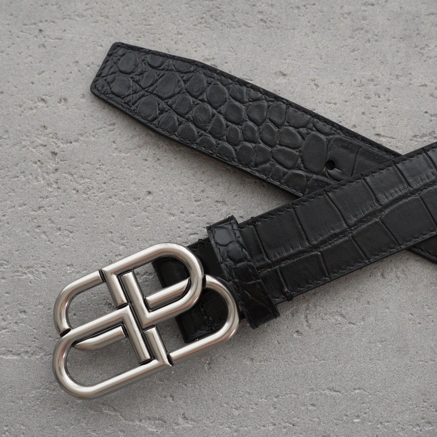 Balenciaga Men's Bb Large Belt in Black-3.5cm