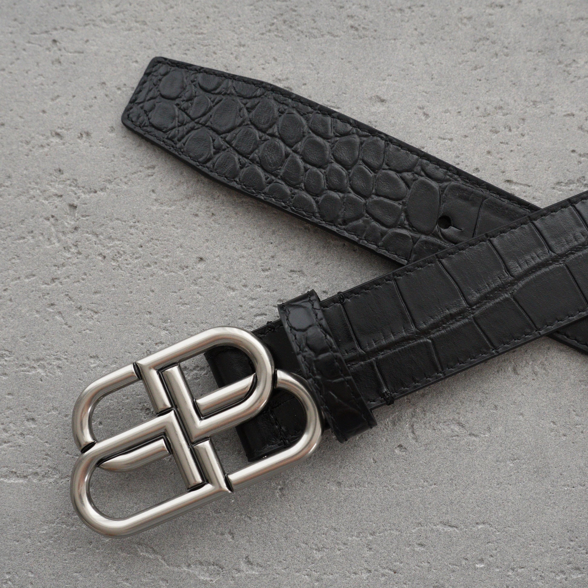 Balenciaga Men's Bb Large Belt in Black-3.5cm