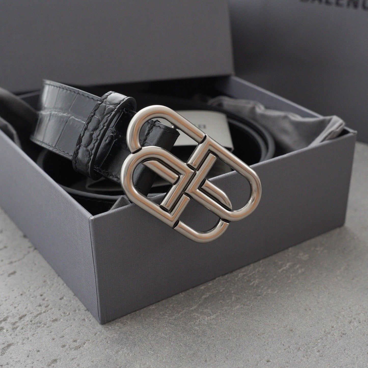 Balenciaga Men's Bb Large Belt in Black-3.5cm