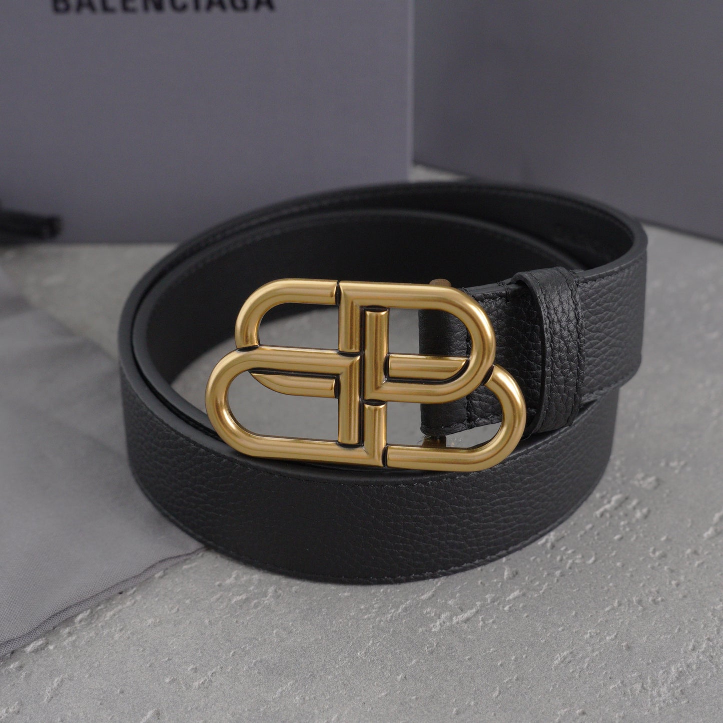 Balenciaga Bb Large Belt in Black-3.5cm