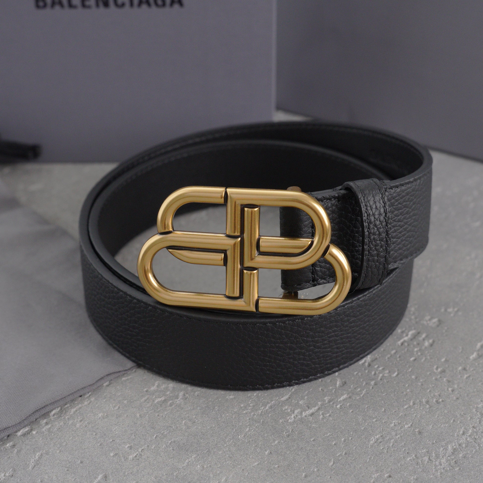 Balenciaga Bb Large Belt in Black-3.5cm