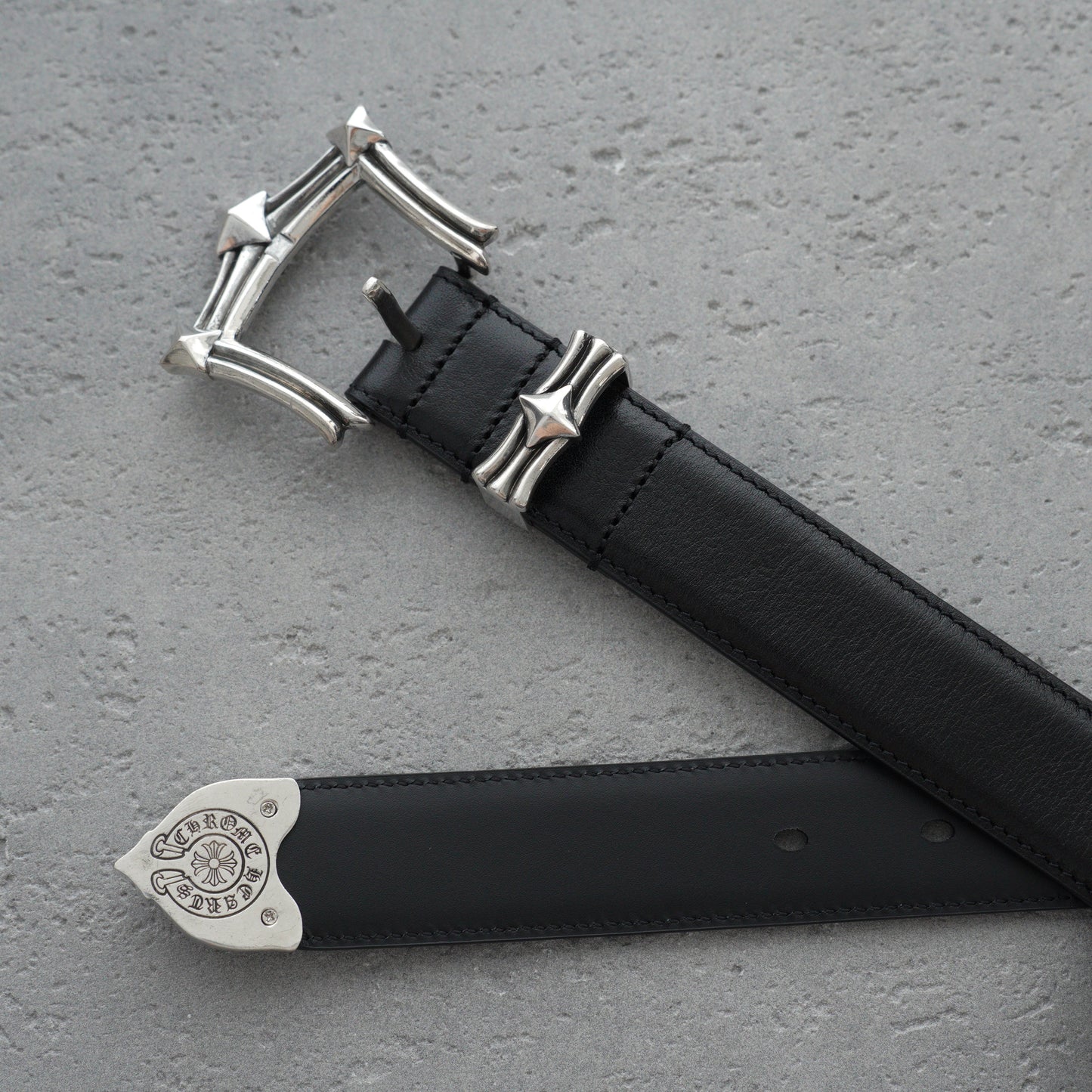 Chrome Hearts Waxed Punk Leather Belt-3cm
