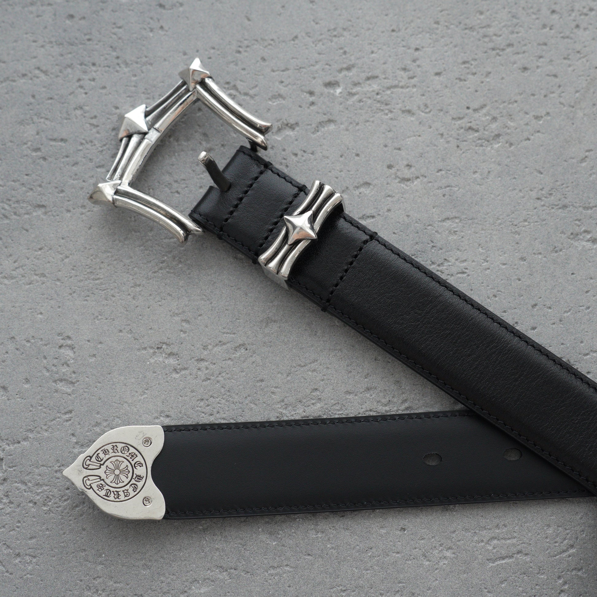 Chrome Hearts Waxed Punk Leather Belt-3cm